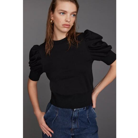 Sold Out Tops - Sold Out NYC Just Enough Puff Short Sleeve Sweatshirt Black Size Small